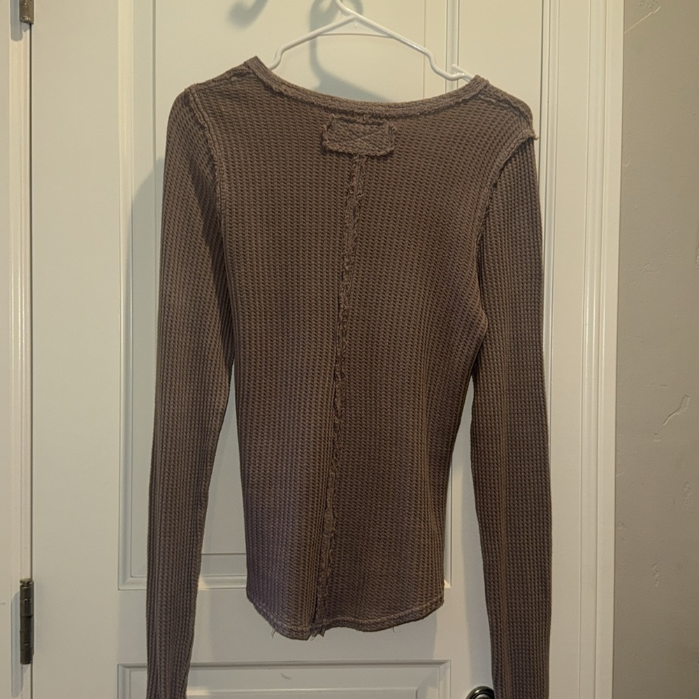 We The Free-Free People Taupe Waffle Knit Top - Picture 2 of 3